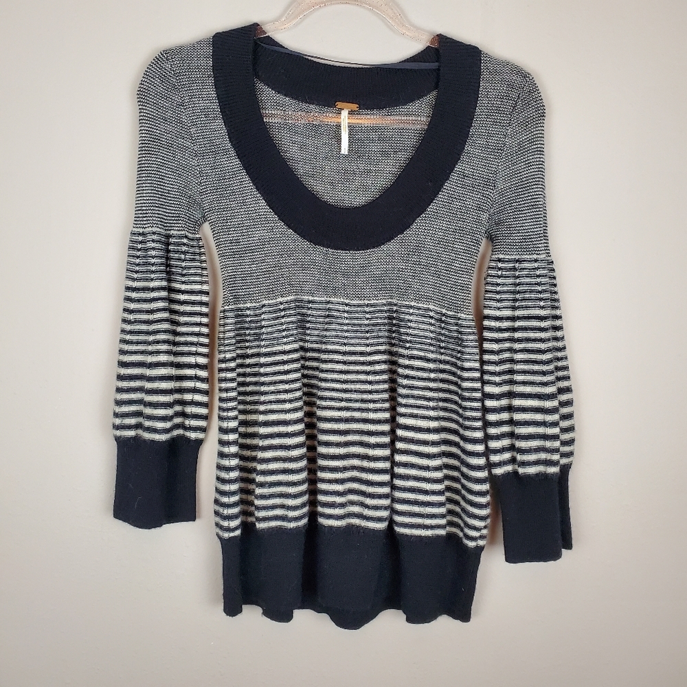 Black and White Striped Free People Sweater